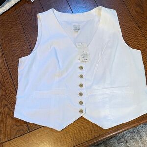 a new day White Button-Front Women's Vest Linen